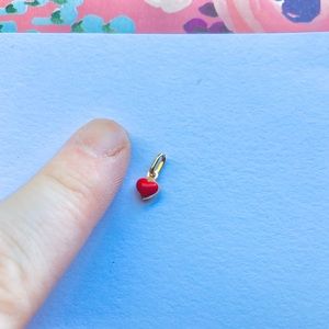 Cute Solid 14k Yellow Gold Heart w/ Red Enamel